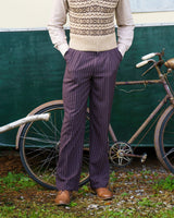 Fishtail Back Trousers - Pin Stripe Brown