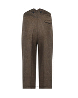 Fishtail Back Trousers - Brown Herringbone