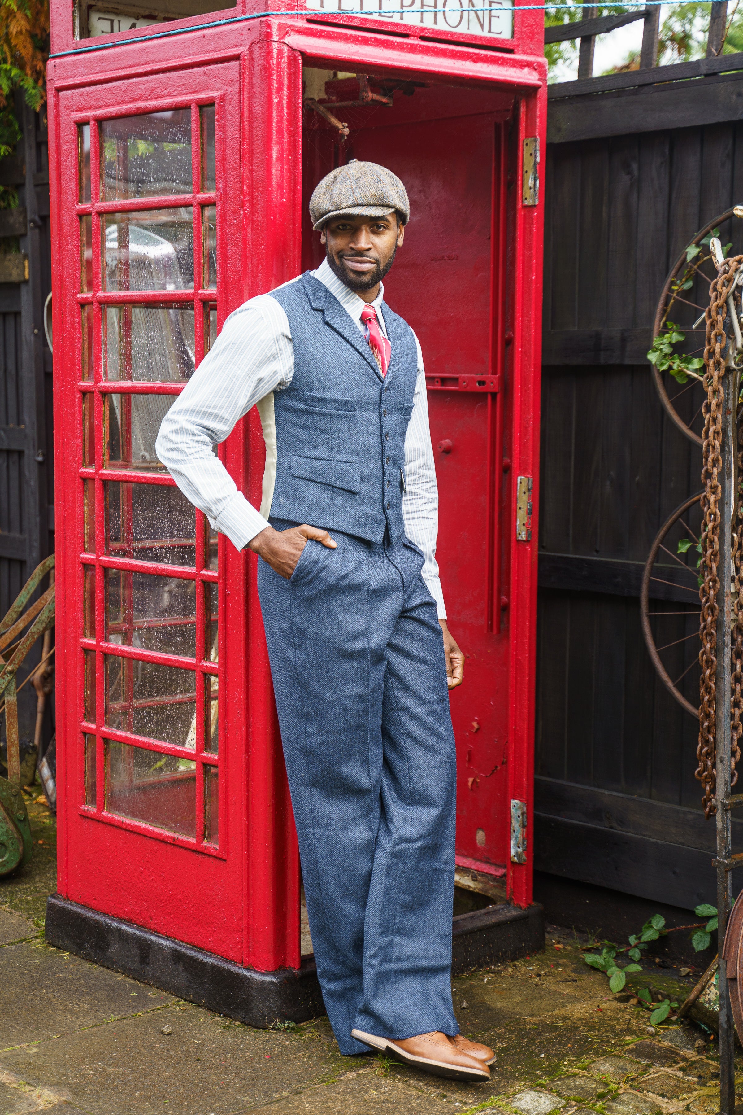Revere Waistcoat - Navy Herringbone