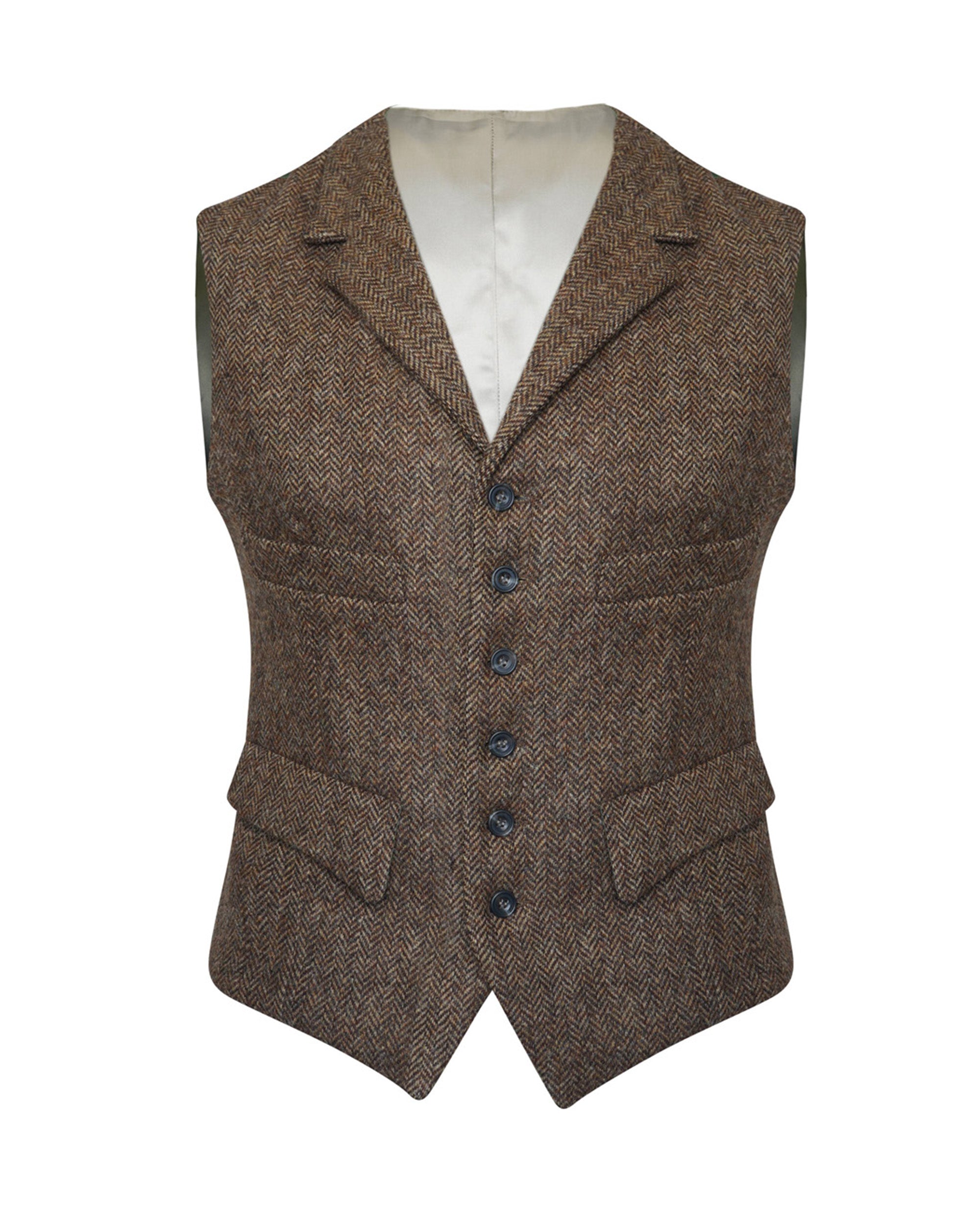 Revere Waistcoat - Brown Herringbone