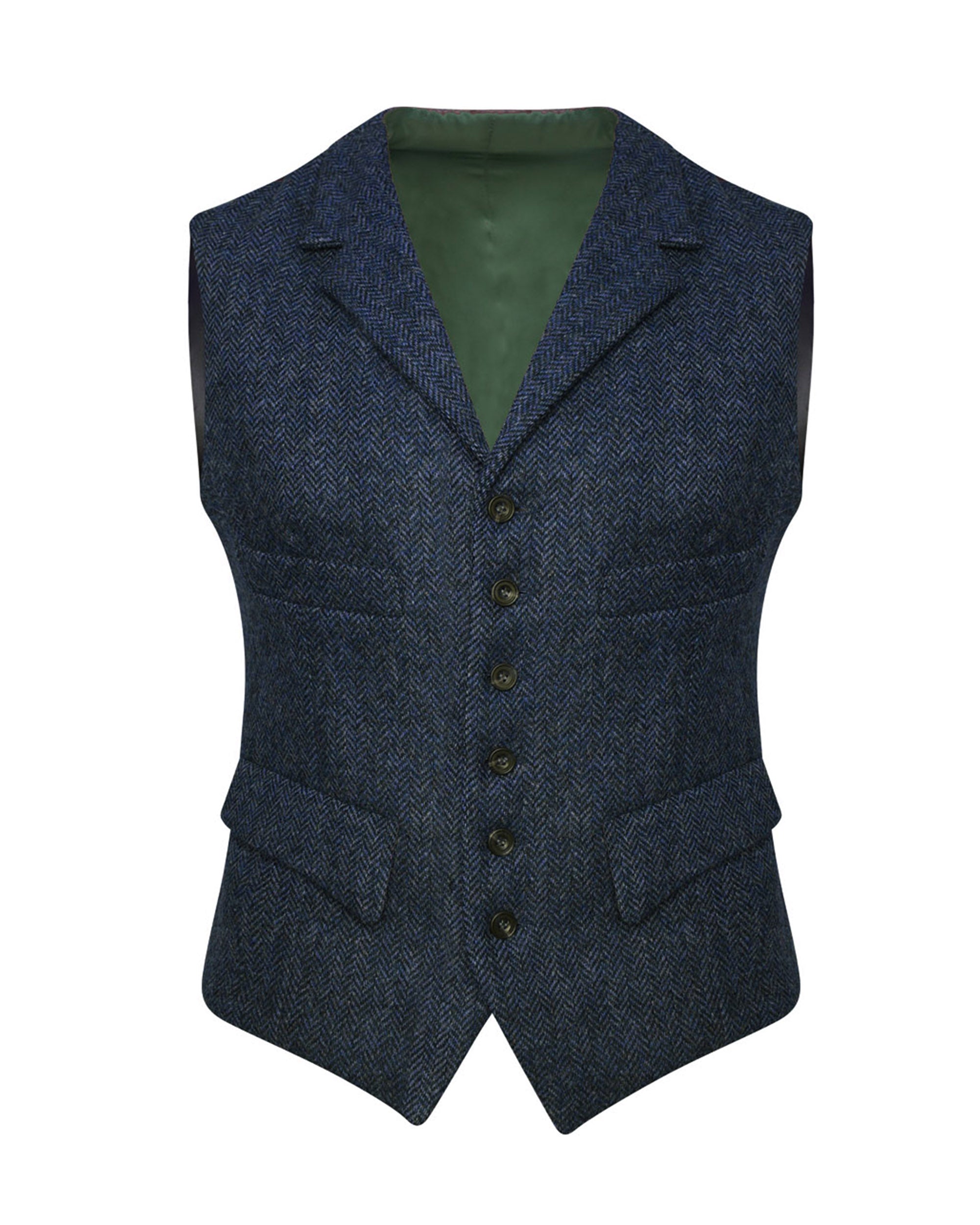 Revere Waistcoat - Navy Herringbone