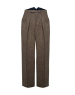 Fishtail Back Trousers - Brown Herringbone