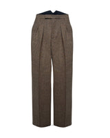 Fishtail Back Trousers - Brown Herringbone