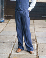 Fishtail Back Trousers - Pin Stripe Navy