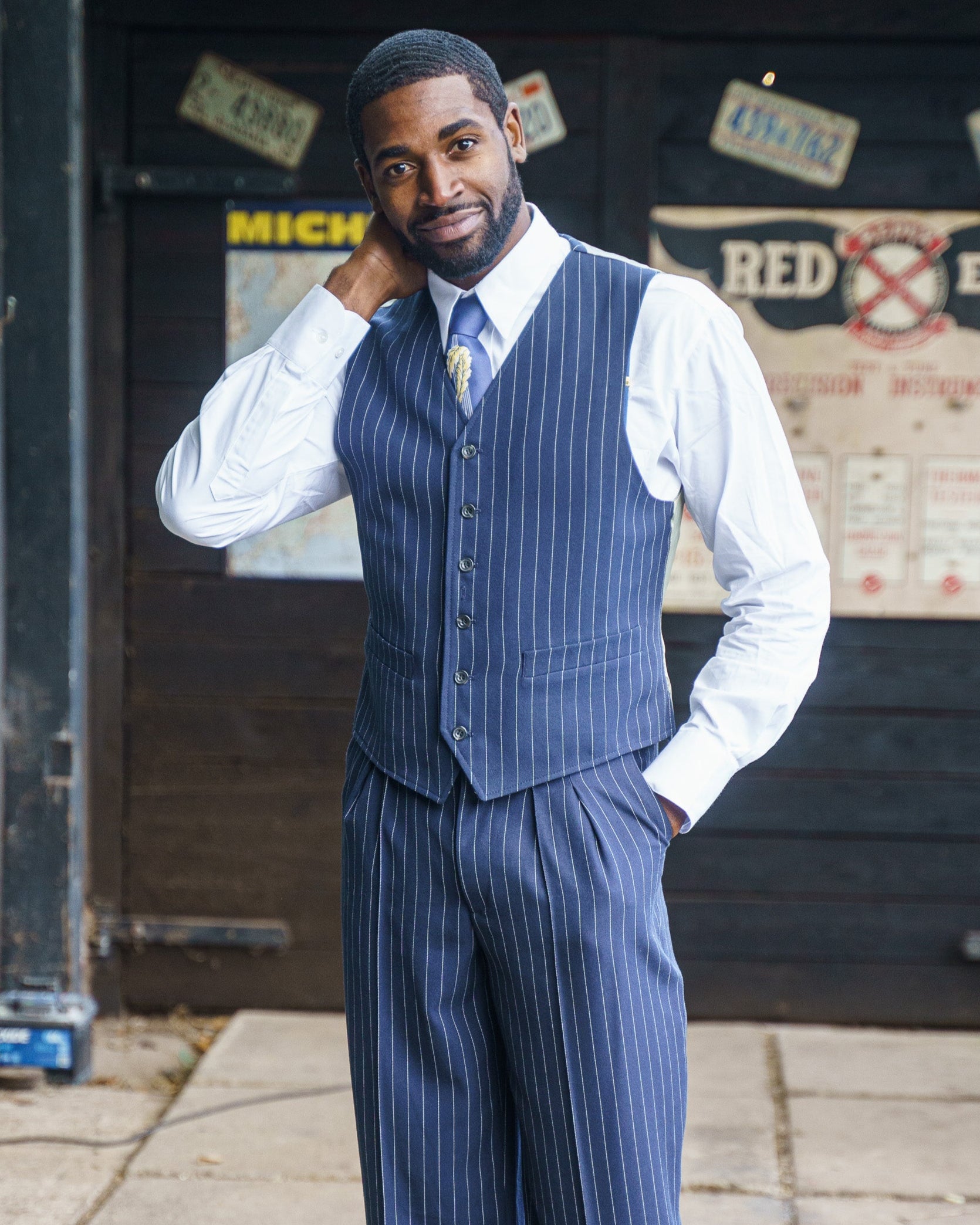 Classic Waistcoat - Pin Stripe Navy