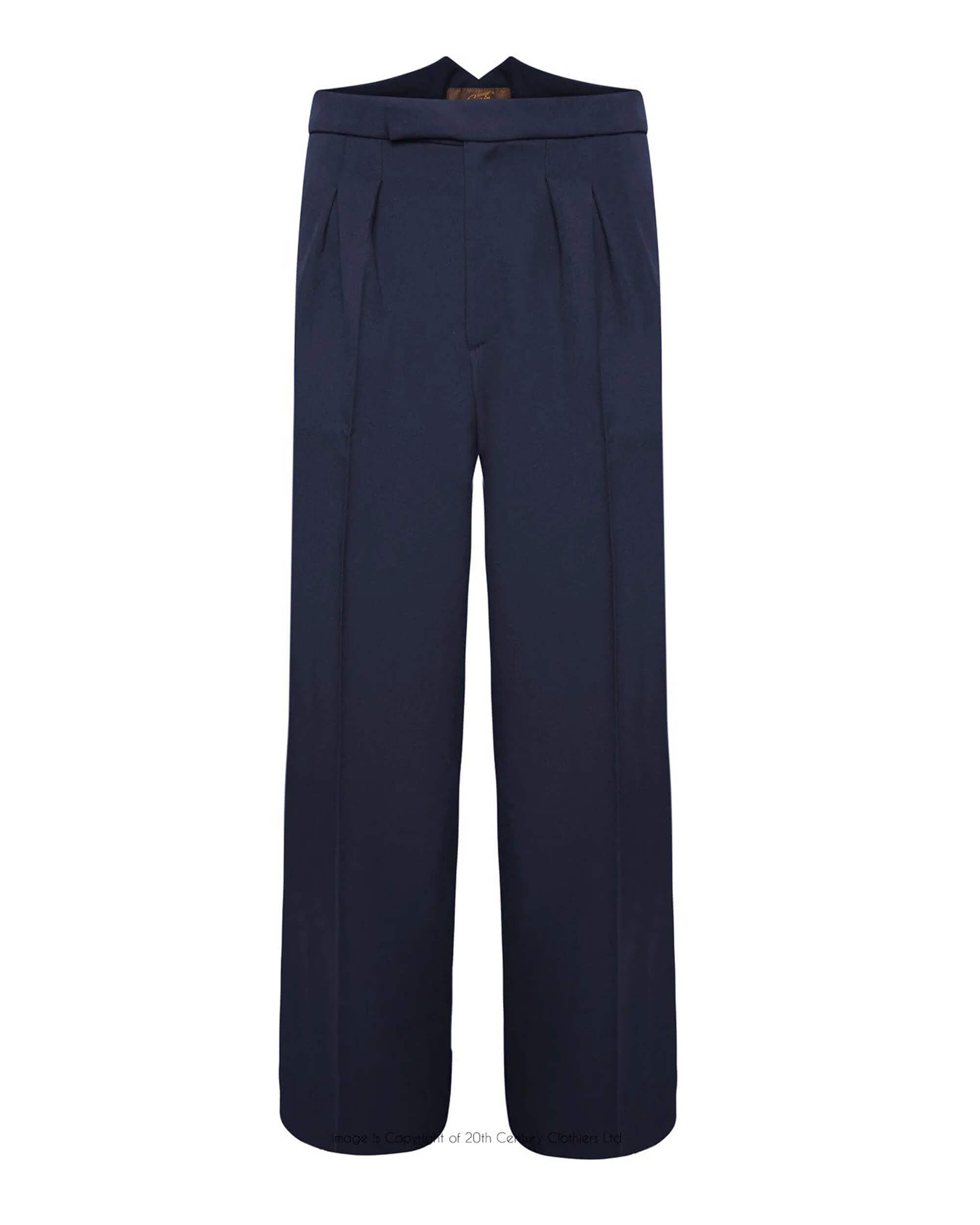 Fishtail Back Trousers - Navy Twill