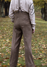 Fishtail Back Trousers - Brown Herringbone