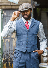 Revere Waistcoat - Navy Herringbone